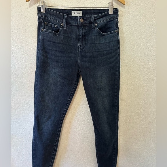 pistola Denim - Pistola High Rise Slim Fit Raw Hem Dark Wash Jeans - Size 27